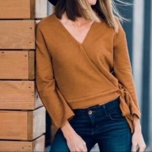Madewell Texture & Thread Wrap Top in Ceder colour Size Small V-Neck Wrap